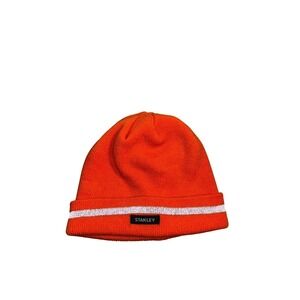Stanley Beanie Hat Orange Reflective Stripe Knit Cuffed Work Safety One Size